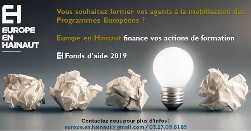 Europe En Hainaut finance vos actions de formation dans le domaine des Programmes Européens